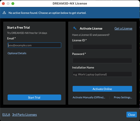 License Dialog on First Launch