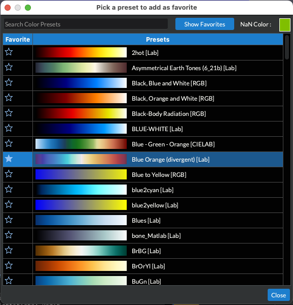 Add Favorite Preset Dialog
