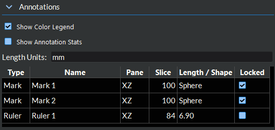 Annotations Section in the Controls Panel