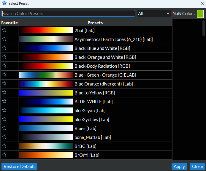 Select Preset Dialog