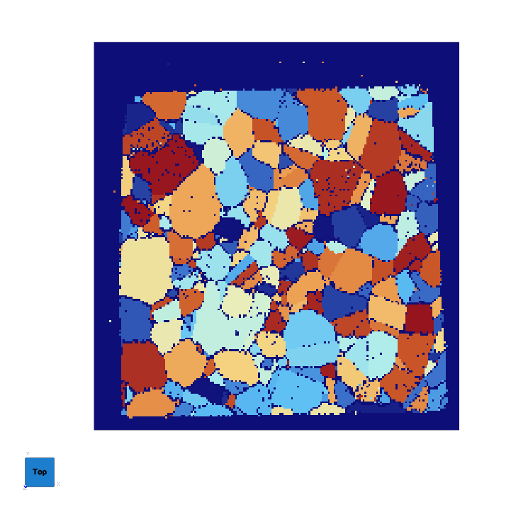 Grains after misorientation segmentation