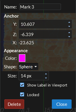 The Mark HUD editor open on a slice pane