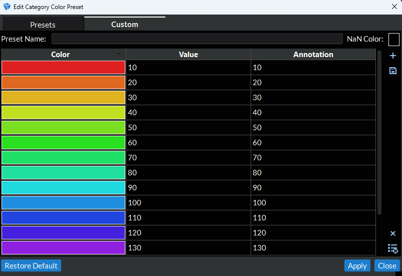 Customize Indexed Color Preset