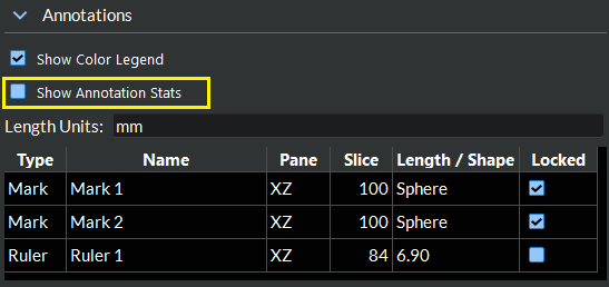 Stats Annotations Checkbox in Controls Panel