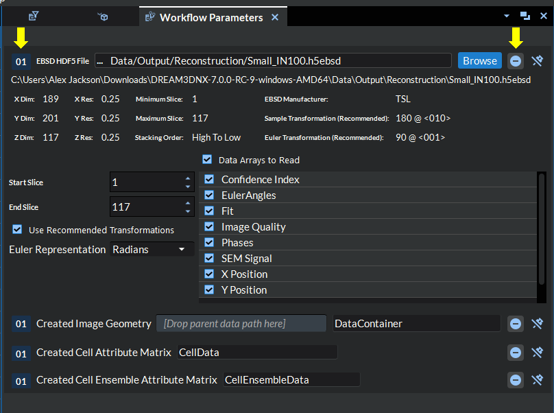 Workflow Parameters user interface