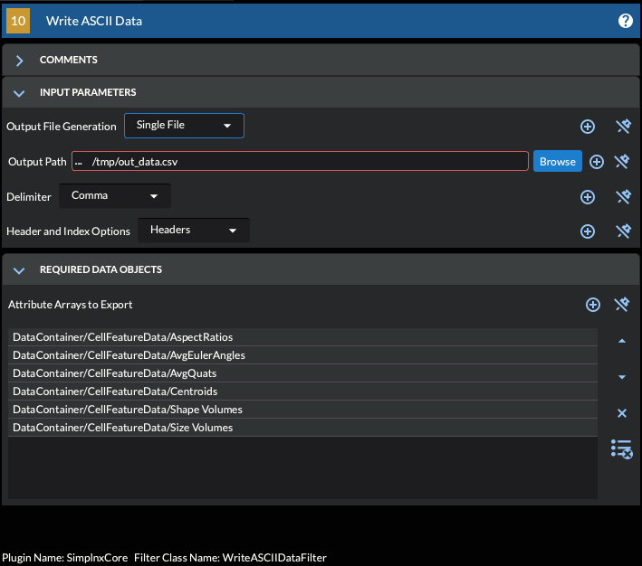 Example of single output file